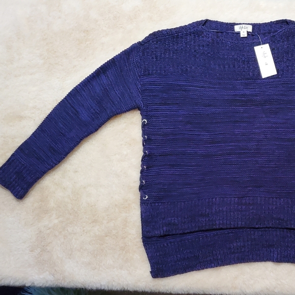 Style & Co Sweater Lace Up Pullover Purple Xs - Picture 4 of 5